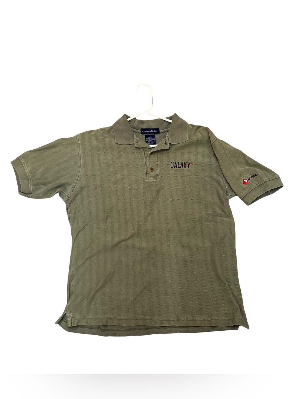 VTG GALAXY V-Tel Polo Shirt Size M Cumberland Bay Employee Herringbone Green